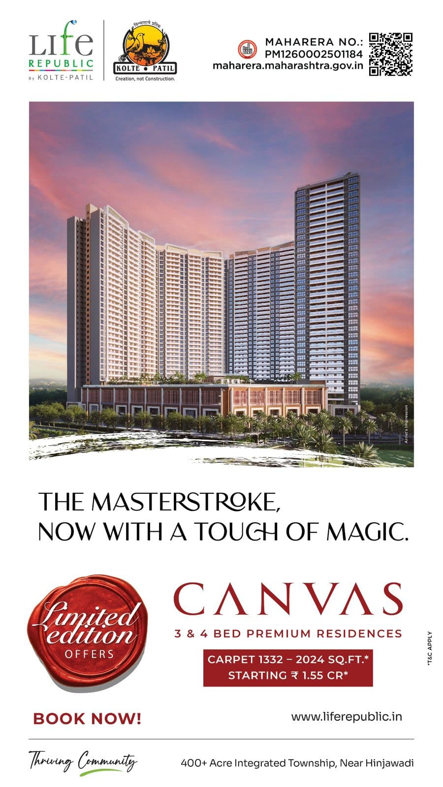 Canvas at Life Republic, 3, 3.5 & 4 BHK in Hinjawadi, Pune, Pune